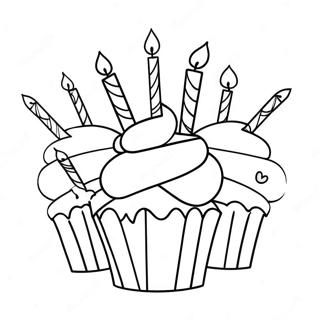 Cupcake De Aniversario Com Velas Pagina De Colorir 11902-698