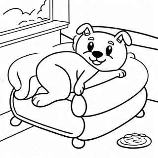 Pagina Para Colorir De Gatocao Sonolento Em Uma Cama Aconchegante 120020 54864