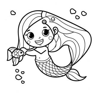 Pagina Para Colorir De Sereia Negra Brincalhona Com Peixes 120605-55313