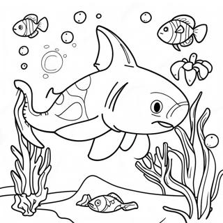 Pagina Para Colorir Tubarao Tigre Com Recifes De Coral Coloridos 121167-55942