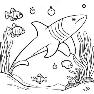 Pagina Para Colorir Tubarao Tigre Com Recifes De Coral Coloridos 121167-55944