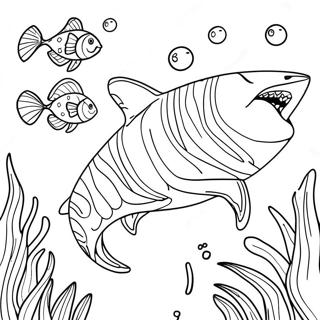 Pagina Para Colorir Tubarao Tigre Com Peixes Brincalhoes 121169 55949