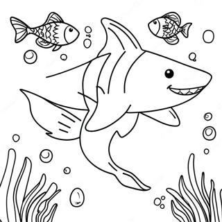 Pagina Para Colorir Tubarao Tigre Com Peixes Brincalhoes 121169 55950