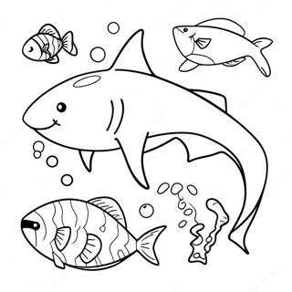 Pagina Para Colorir Tubarao Tigre Com Peixes Brincalhoes 121169 55951