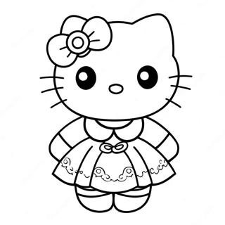 Pagina Para Colorir Da Hello Kitty Em Um Vestido Fofo 121454-56145