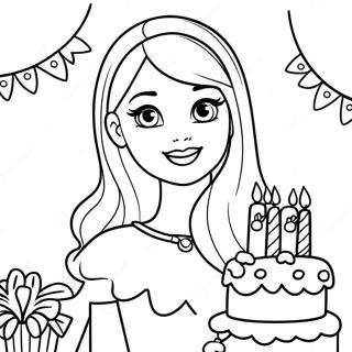 Aniversário Da Barbie Páginas Para Colorir