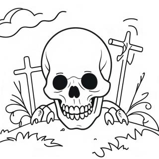 Pagina Para Colorir Caveira Assustadora Em Um Cemiterio 123458-57767