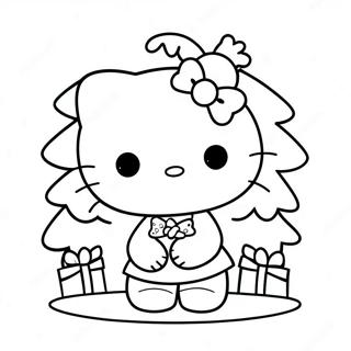 Pagina Para Colorir De Hello Kitty Fofa Com Arvore De Natal 124122 58273