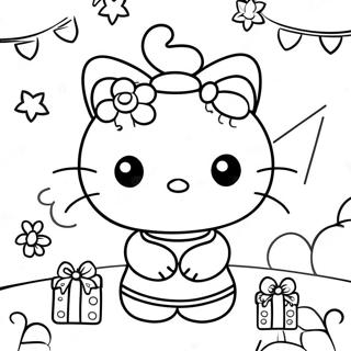 Pagina Para Colorir De Hello Kitty Alegre Decorando Enfeites 124124-58281