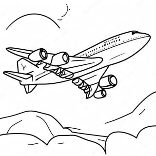 Pagina Para Colorir De Aviao 747 Colorido Em Voo 124174-58315