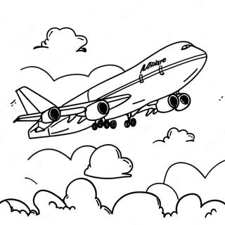 Pagina Para Colorir De Aviao 747 Colorido Em Voo 124174-58316