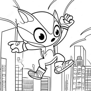 Pagina Para Colorir Do Sonic Homem Aranha Balancando Pela Cidade 124278-58486