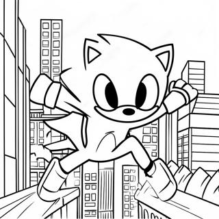 Pagina Para Colorir Do Sonic Homem Aranha Balancando Pela Cidade 124278-58487