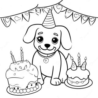 Aniversário Do Cachorro Páginas Para Colorir