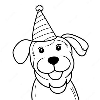 Pagina Para Colorir Do Cachorro Brincalhao Com Chapeu De Aniversario 125464-59416