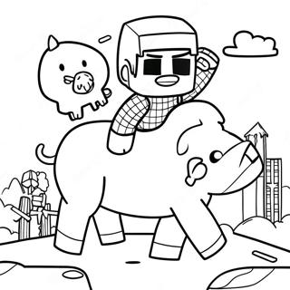 Pagina Para Colorir Do Steve Do Minecraft Montando Um Porco 126239-60016