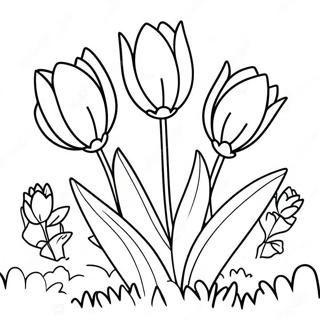 Pagina Para Colorir Das Tulipas Alegres Em Um Jardim 126550-60259