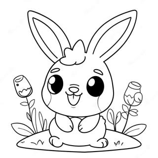 Pagina Para Colorir Do Scorbunny Feliz Com Flores 126860 60493