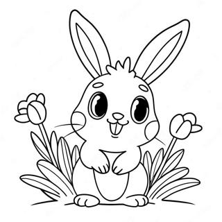 Pagina Para Colorir Do Scorbunny Feliz Com Flores 126860 60496