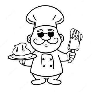 Pagina Para Colorir Do Chef Engracado Com Um Grande Chapeu 127682 61258