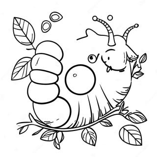 Pagina Para Colorir Da Lagarta Engracada Em Uma Folha 127760-61322