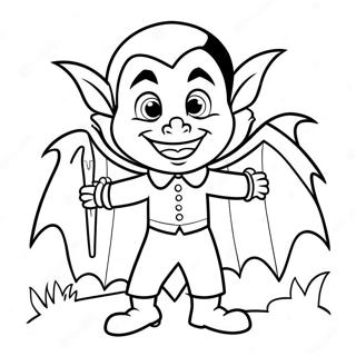 Desenho Para Colorir Do Dracula Em Estilo De Desenho Animado Com Um Morcego 129100 62362