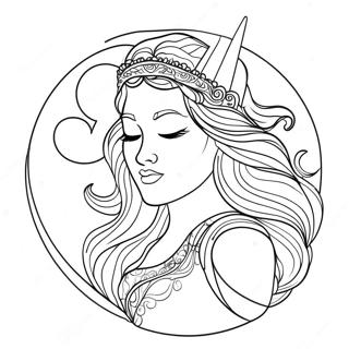 Pagina Para Colorir Da Majestosa Deusa Da Lua Com Cabelos Soltos 129687-62821