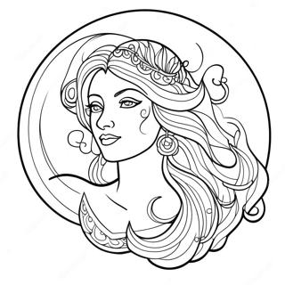 Pagina Para Colorir Da Majestosa Deusa Da Lua Com Cabelos Soltos 129687-62822