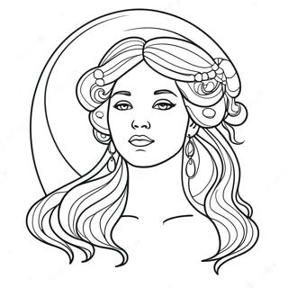 Pagina Para Colorir Da Majestosa Deusa Da Lua Com Cabelos Soltos 129687-62823