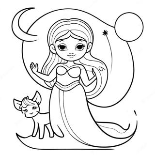 Pagina Para Colorir Da Caprichosa Deusa Da Lua Com Animais 129688-62827