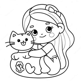 Pagina Para Colorir De Menina Fofa Com Gato Brincalhao 131179-63971