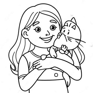 Pagina Para Colorir De Menina Feliz Segurando Um Gato 131180-63973