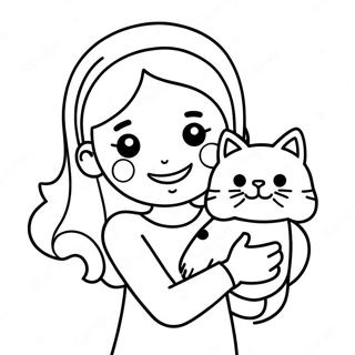 Pagina Para Colorir De Menina Feliz Segurando Um Gato 131180-63974
