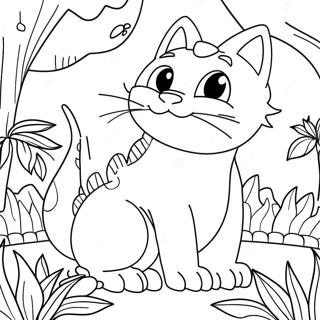 Pagina Para Colorir Do Dragao Gato Brincalhao Em Um Jardim 131720-64400