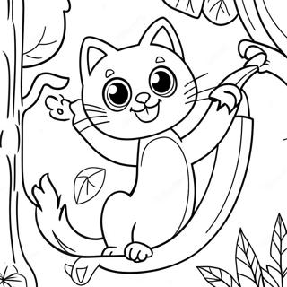 Pagina Para Colorir Do Gato Banana Brincalhao Em Uma Arvore 133107-65474
