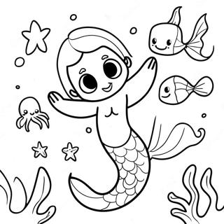 Pagina Para Colorir Sereia Brincalhona Com Criaturas Marinhas 133543 65809