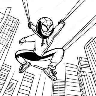 Pagina Para Colorir Do Miles Morales Balancando Pela Cidade 133853-66048