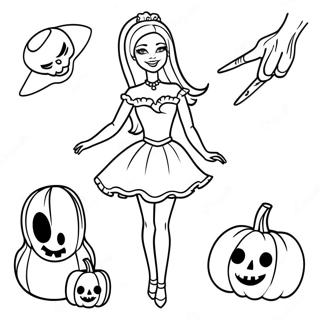 Halloween Barbie Páginas Para Colorir