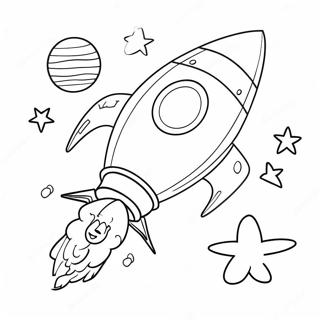 Pagina Para Colorir Do Foguete Voador Com Personagens De Desenho Animado 135062 66998