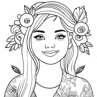 Pagina Para Colorir Da Garota Tumblr Moderna Com Flores 136595-68196