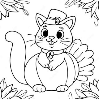 Desenho Para Colorir De Gato Brincalhao De Acao De Gracas Com Peru 136773-68332
