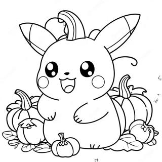 Pagina Para Colorir Do Pikachu Adoravel Em Uma Abobora 137542-69073