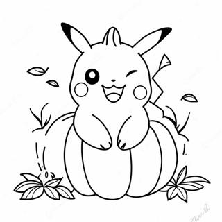 Pagina Para Colorir Do Pikachu Adoravel Em Uma Abobora 137542-69074