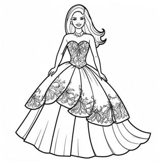 Pagina Para Colorir Da Boneca Barbie Em Um Vestido Brilhante 137749 69243