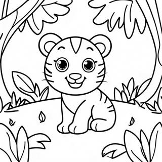 Pagina Para Colorir De Tigre Bebe Em Um Cenario De Selva 137981-69425