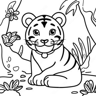 Pagina Para Colorir De Tigre Bebe Em Um Cenario De Selva 137981-69426