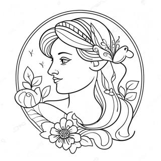 Pagina Para Colorir Do Simbolo De Virgem Com Flores 138056 69477