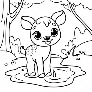 Pagina Para Colorir De Um Adoravel Cervo Bebe Bebendo Agua 138698 69985