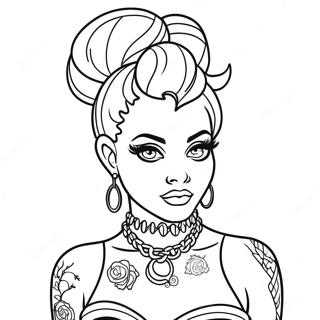 Pagina Para Colorir Da Princesa Disney Punk Com Tatuagens 139666-70734