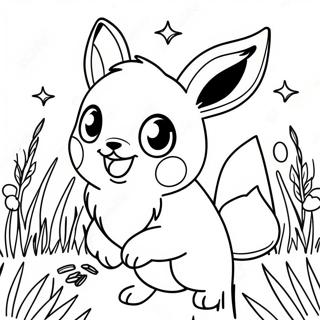 Eevee Brincando Na Grama Pagina Para Colorir 14241-3109